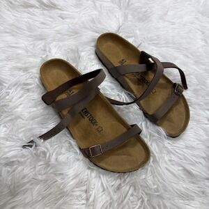 BIRKENSTOCK DALOA Sandals Women 41 Ankle Strap Brown Leather Discontinued Rare!!